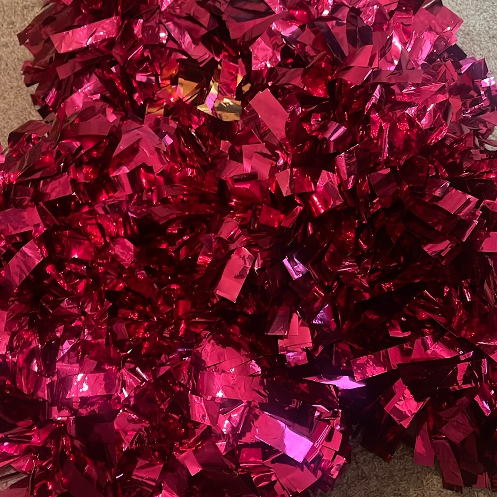 Metalic pink cheerleading baton Pom Poms